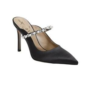 NWT SAM EDELMAN Hyland Heels in Black Satin in size USW10